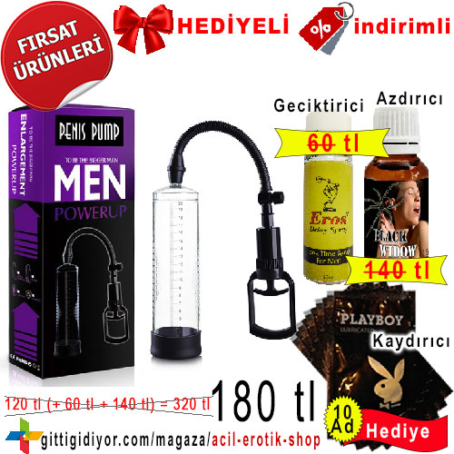 İNDİRİMLİ 20 cm Boy 7 cm Çap Penis Büyütücü Pompa + Geciktirici + Azdırıcı + Hediye Kaydırıcı